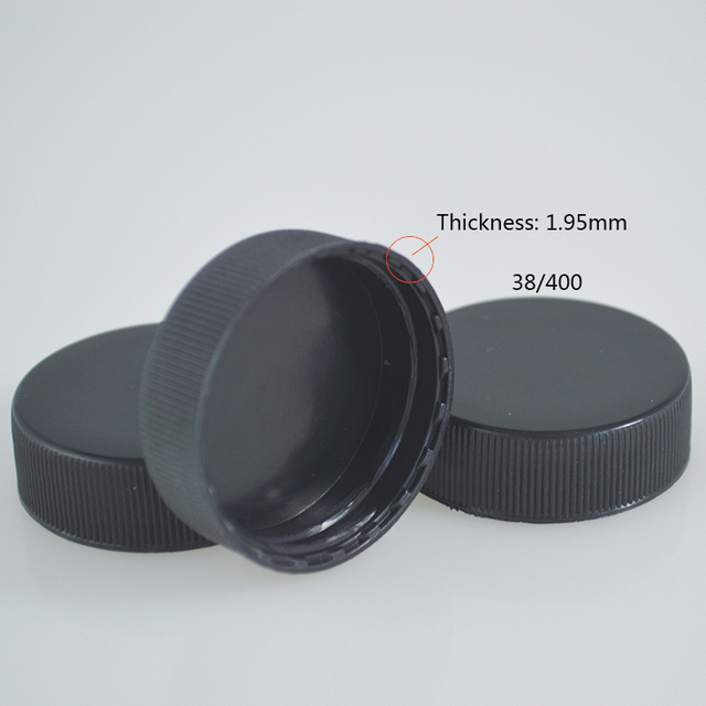 Thicker Lids 38mm 38/400 Neck Size Black PP Screw Cap Twist Cap with 2mm Thickness