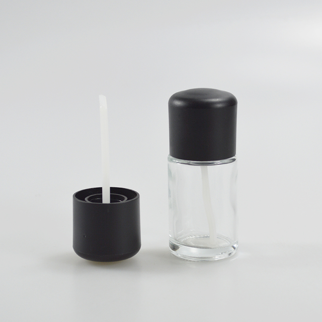 20mm Black Plastic Cap with Brush for Nail Polish Essential Oil Bottle