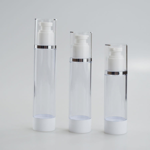 Luxury 15ml 30ml 50ml Plastic AS Clear Vacuum Pump Bottle Airless Pump Bottle for Skincare Cream Packaging 