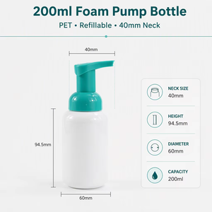 200ml Plastic Foam Pump Bottle with 40mm Neck for Skincare