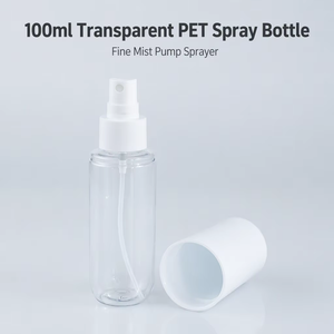 100ml Clear PET Mist Spray Bottle with PP Full Cover for Skincare